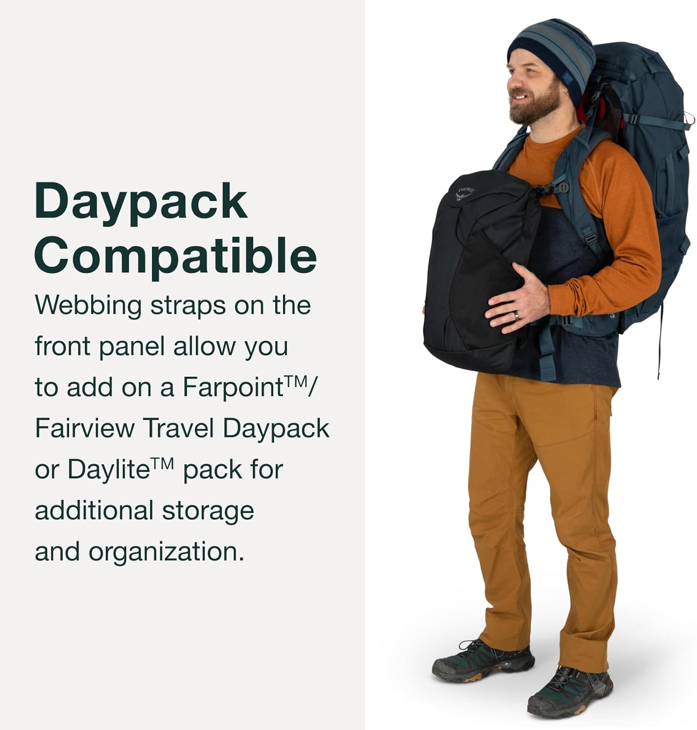 Osprey Farpoint Trek 55L Men's Travel Backpack, Black