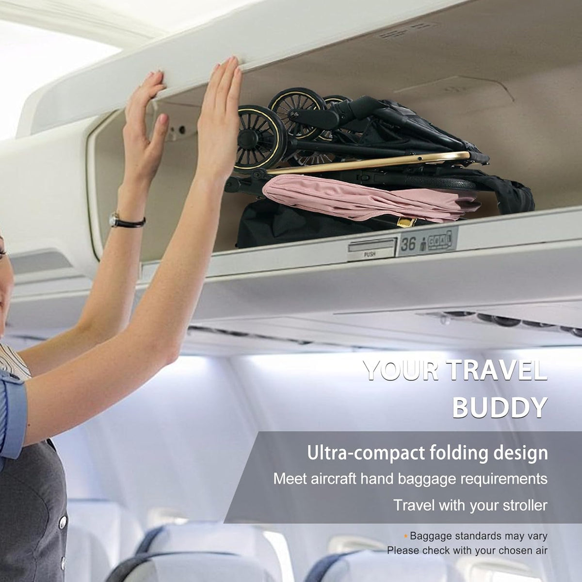 Lightweight Baby Stroller,Ultra Compact & Airplane-Friendly Travel Stroller, One-Handed Folding for Toddler, Only 13lbs,with Sleep Shade, Oversize Basket (Black)