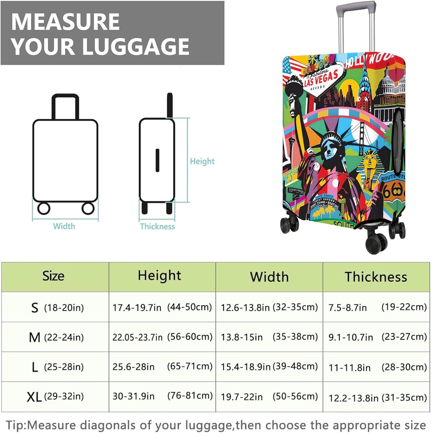 Travel Luggage Cover Suitcase Protector Fits 18-32 Inch Wheel Covers PatternedTravel Related Items Flower Luggage Protector Elastic S