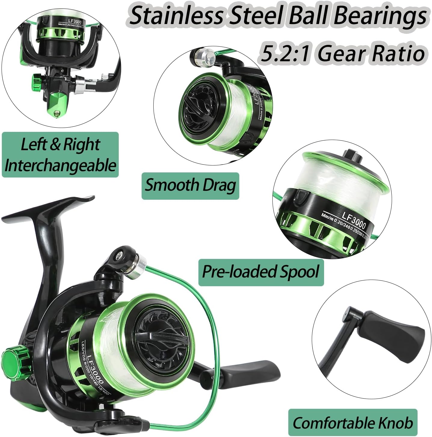 Fishing Rod, 6.9ft Telescopic Fishing Rod and Reel Combo with Fishing Pliers and Lip Gripper Fishing Equipment, 5.2:1 Pre-Loaded Spinning Reel Combo Set Fishing Pole
