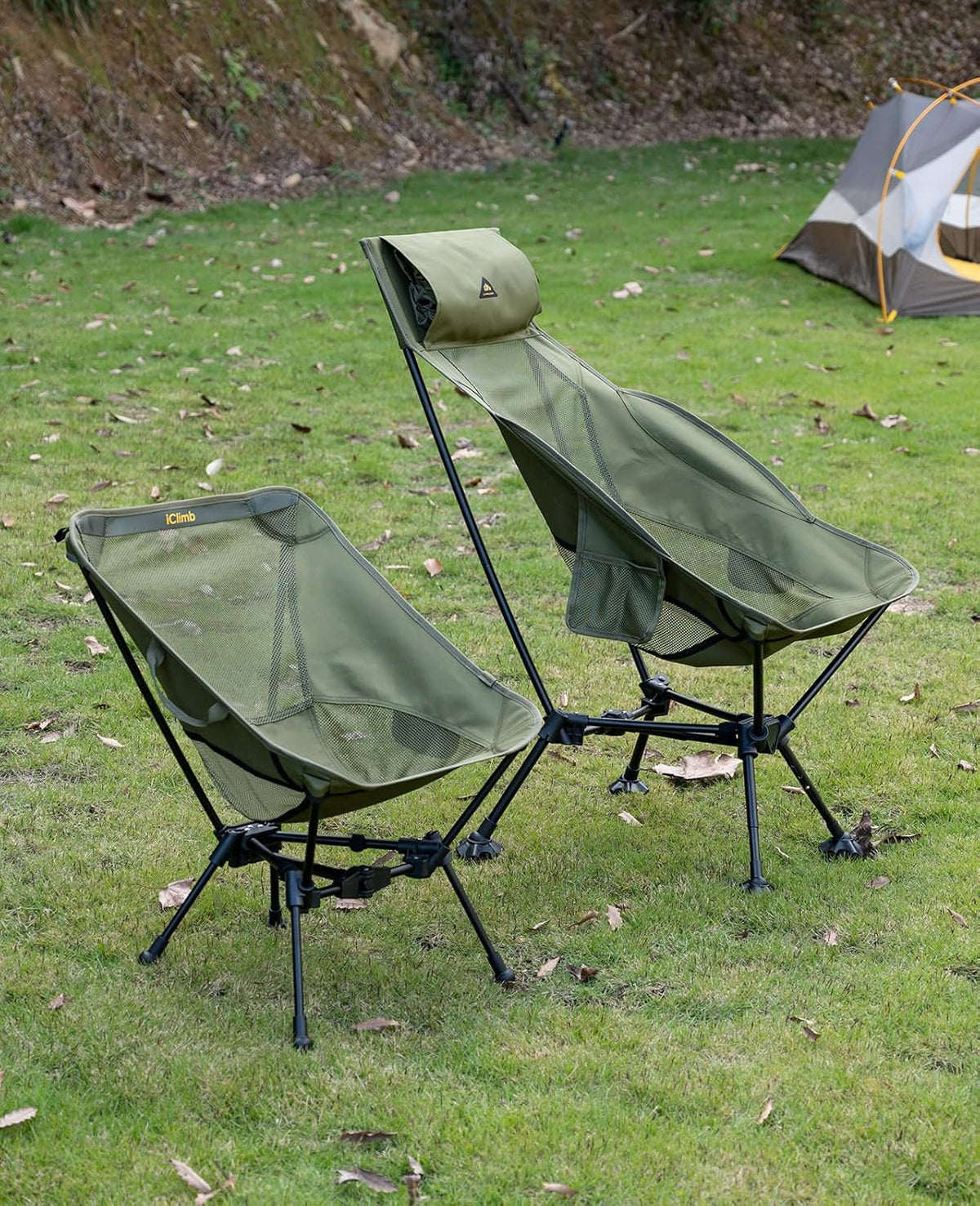 iClimb Ultralight Compact Camping Folding Beach Chair with Anti-Sinking Large Feet