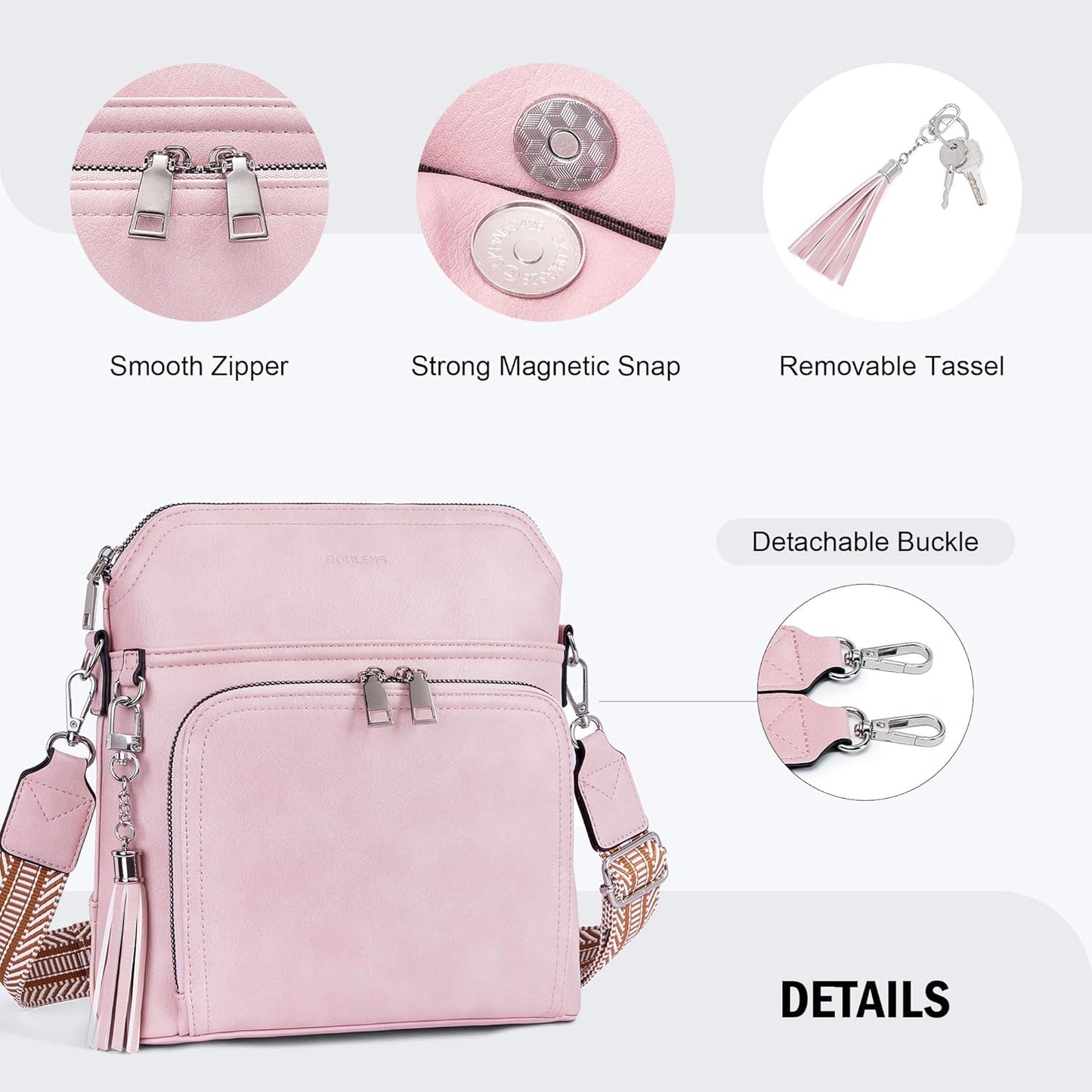 Crossbody Purse for Women,Lightweight Medium Crossbody Bag Soft Leather Women's Shoulder Handbags with Tassel