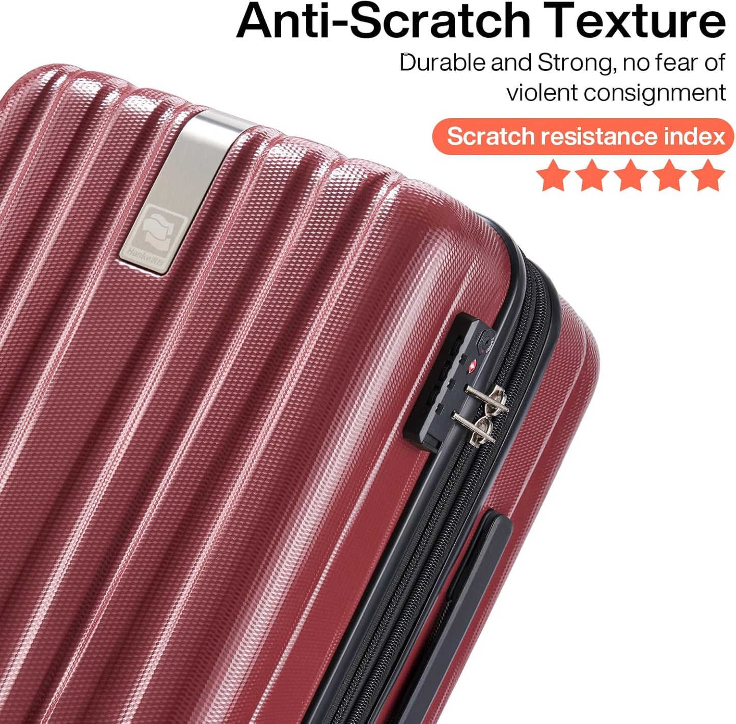 Hanke Luggage Sets 3 piece Carry On Luggage with Wheels PC Hard Shell Suitcases Lightweight Checked Tsa Luggage Extra Large Travel Suitcase Woman Men 20/24/29 Inch(Burgundy)