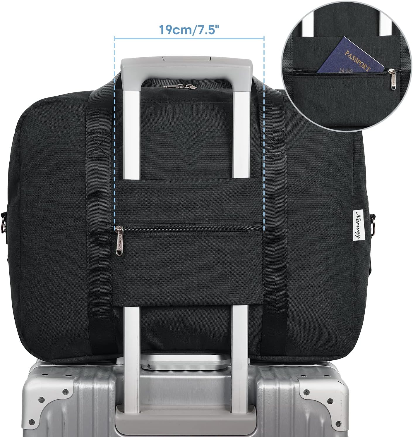 For Spirit Airlines Personal Item Bag 18x14x8 Foldable Travel Duffel Bag Underseat Carry on Luggage for Women and Men 30L (Black)