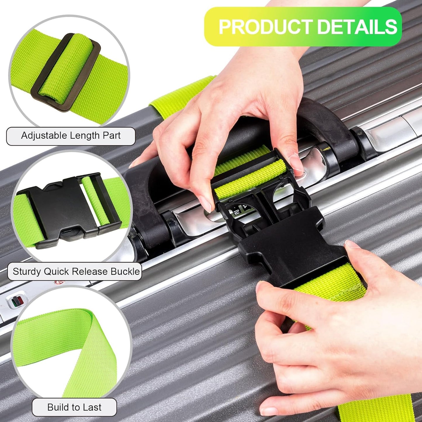 Luggage Straps for Suitcases TSA Approved, Travel Belt Suitcase Belt, Suitcase Straps TSA Approved, Luggage Belt Strap TSA Approved, Travel Straps for Luggage, Luggage Band Bag Straps 4 Pack
