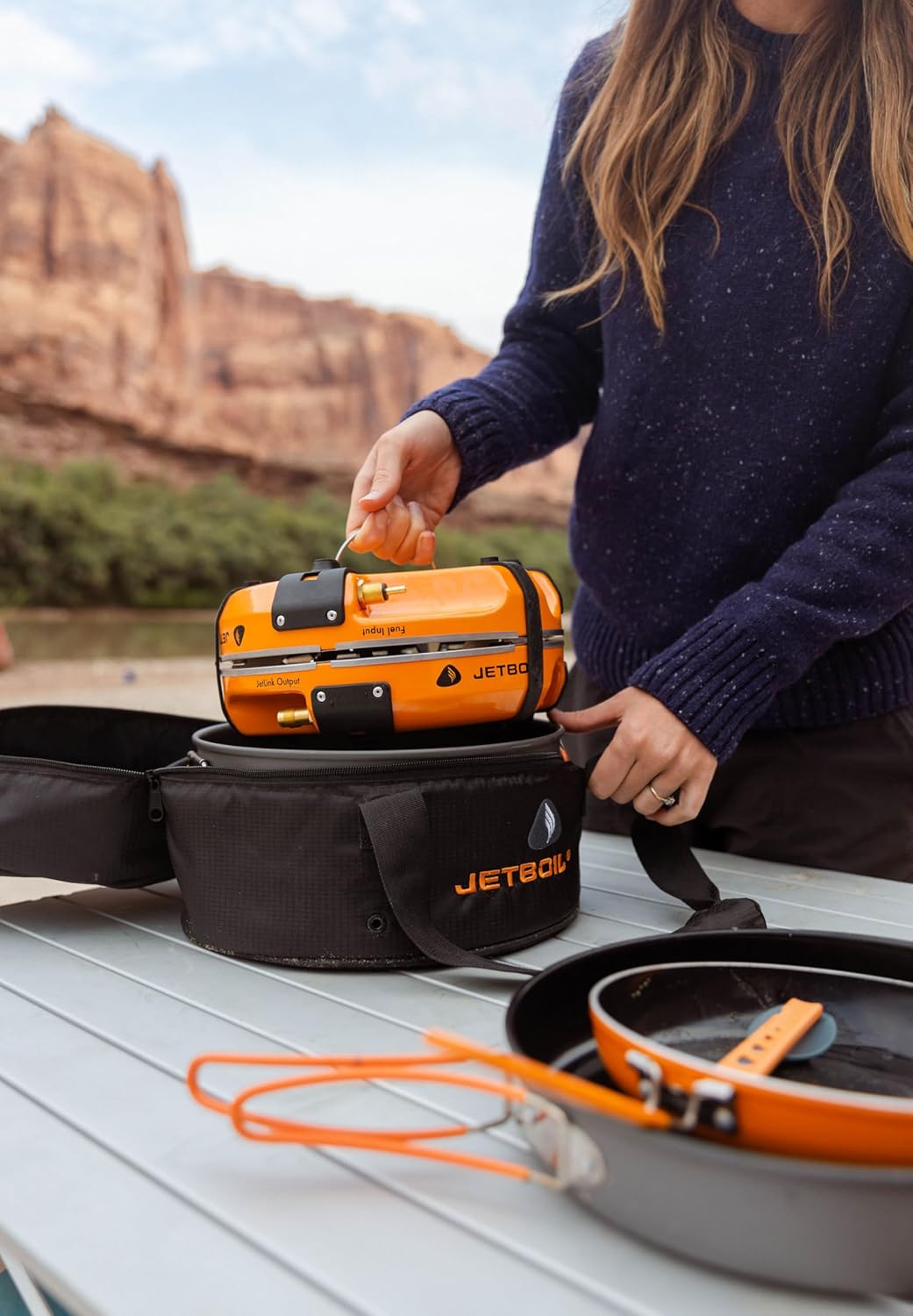 Jetboil Genesis Basecamp Backpacking and Camping Stove Cooking System with Camping Cookware