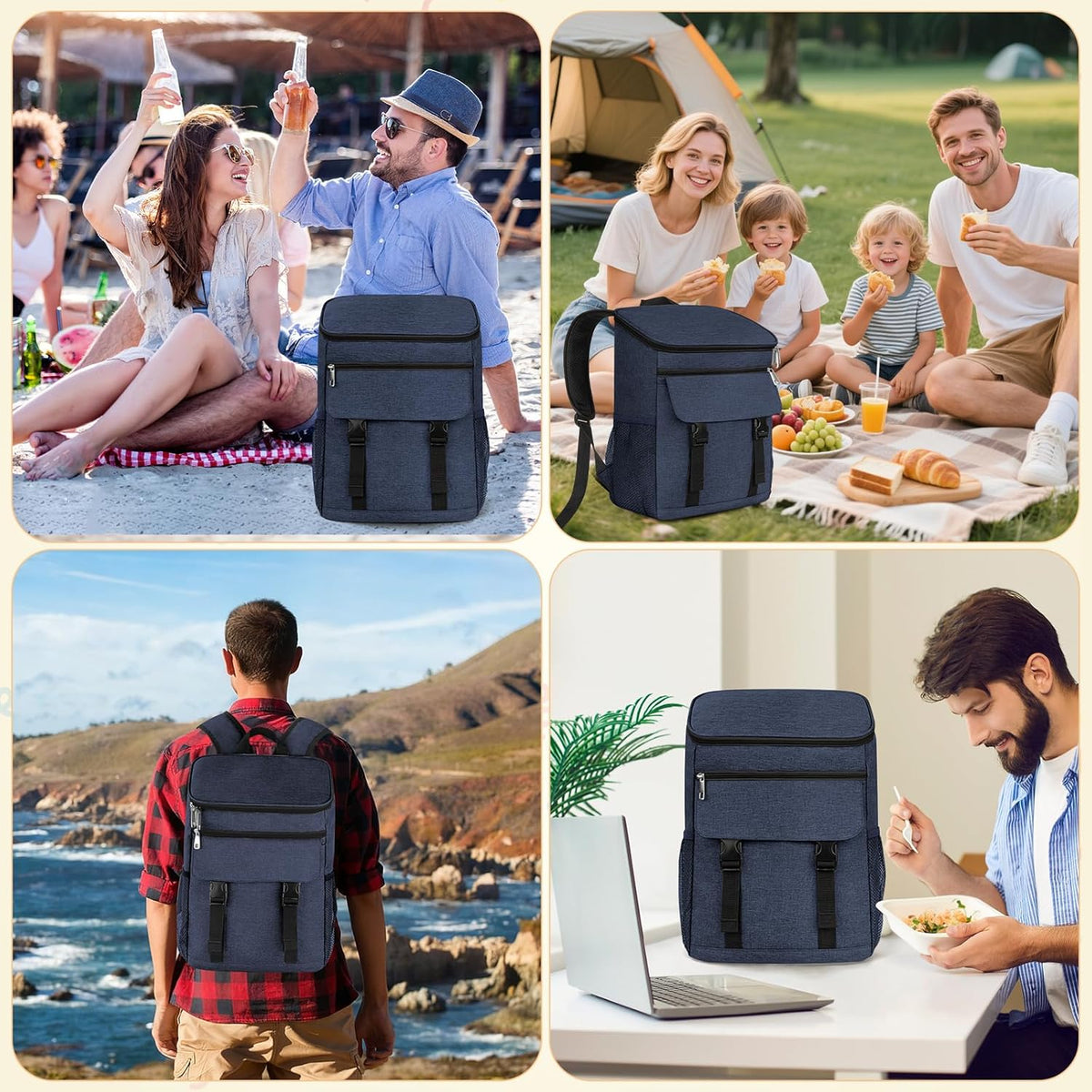 Cooler Backpack Soft Insulated Leak Proof 50 Cans Insulated Backpack Cooler Portable Picnic Camping Beach Hiking BBQ Lunch Backpack for Men and Women - Blue
