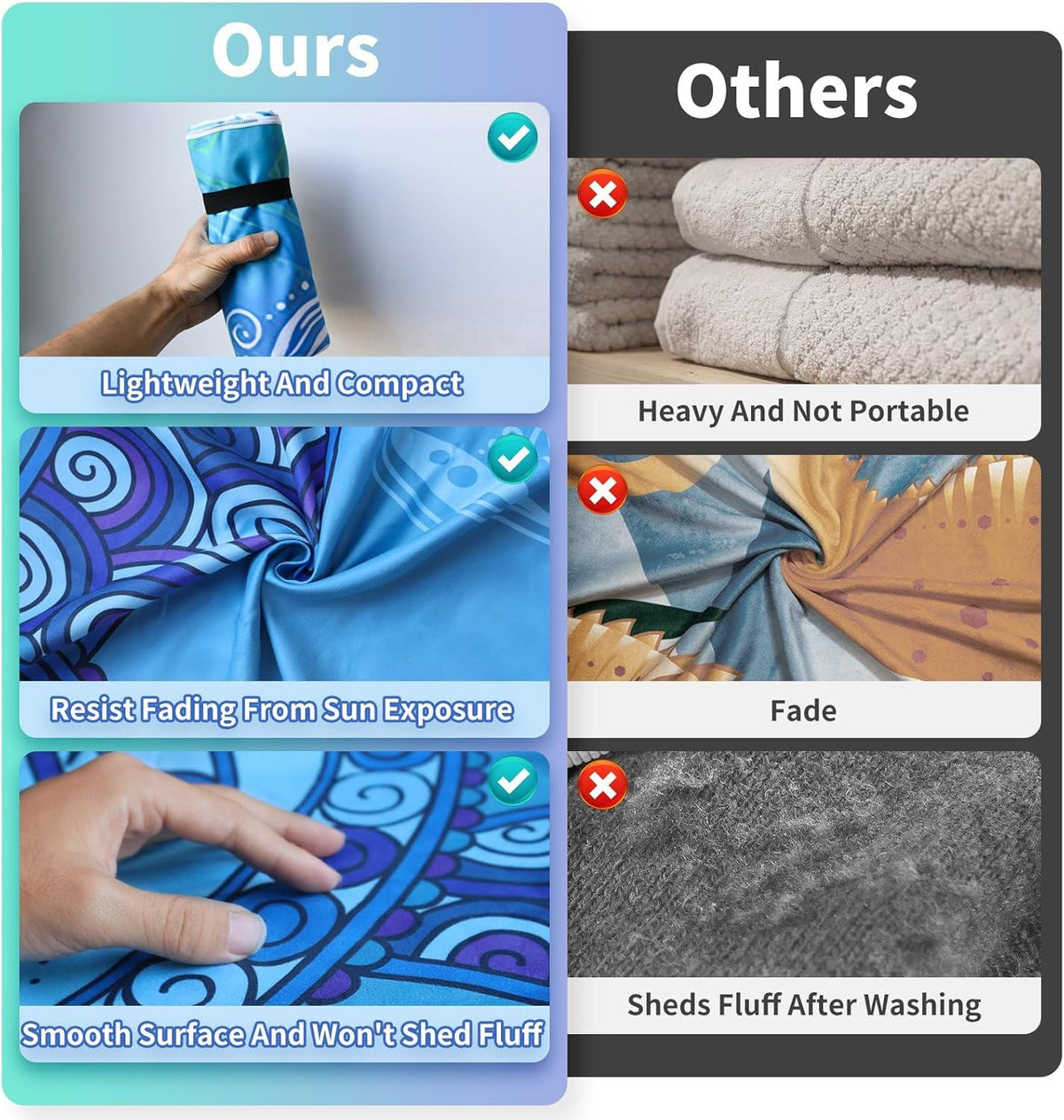 Beach Towels Oversized - 71"x 39" 250GSM Microfiber Beach Towels for Adults, Lightweight Quick Dry Absorbent Compact Sand Free Beach Towel for Swimming Pool, Camping, Yoga, Travel(Boho)