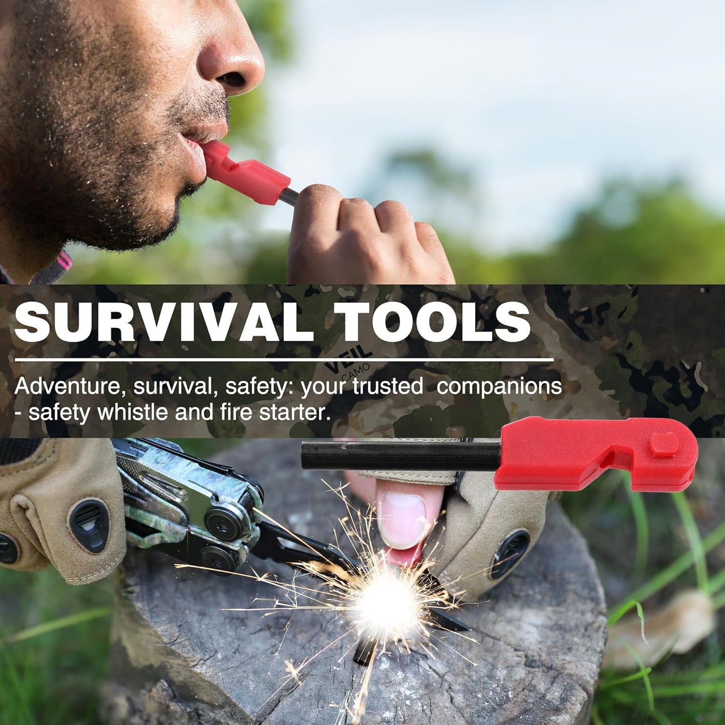 FLISSA Multitool, 18 in 1 Camo Multitool Pliers with Fire Starter, Window Breaker, Whistle, Stainless Steel EDC Gear with Sheath - Perfect for Survival, Simple Repair, Outdoor, Camping