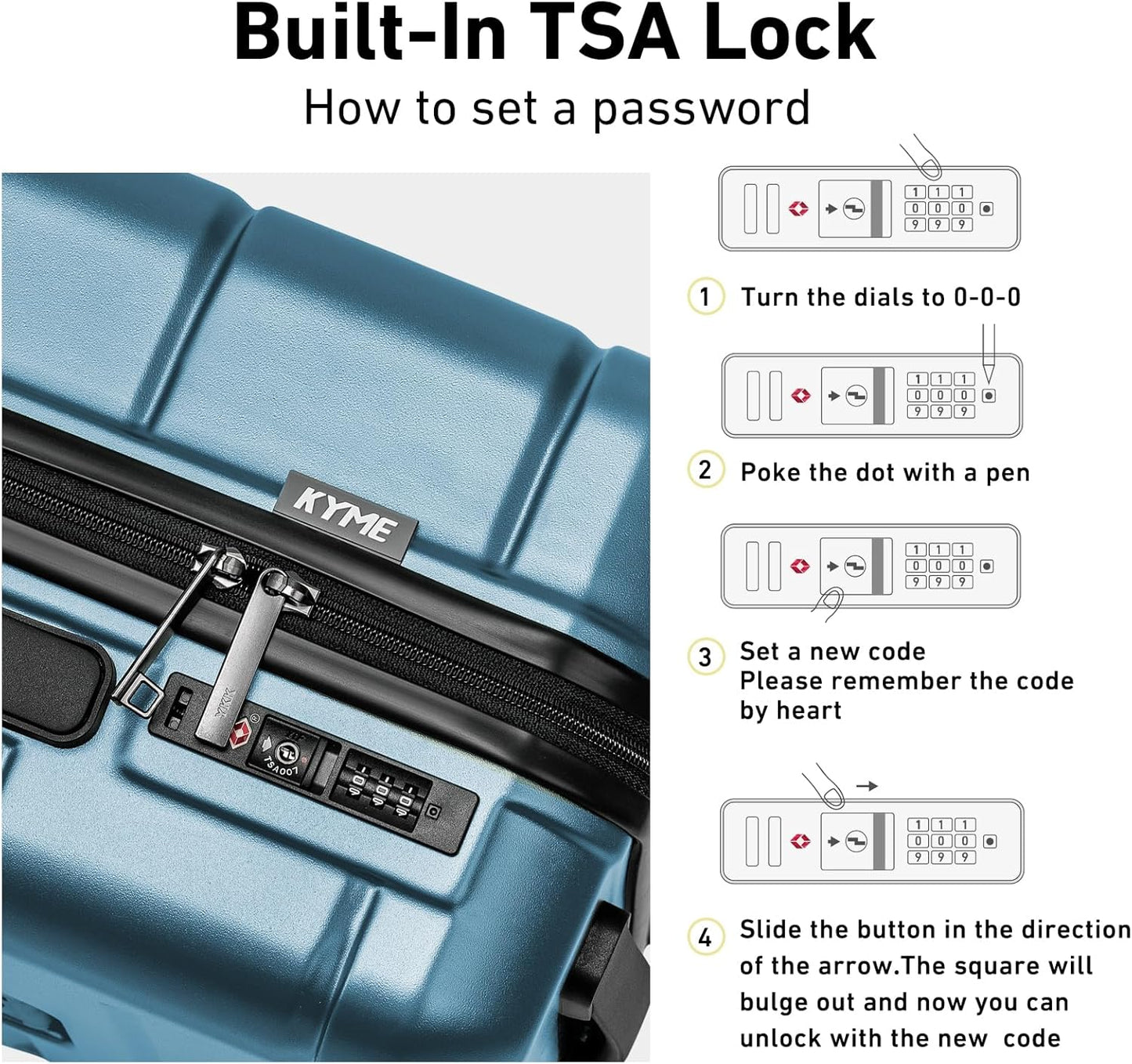 KYME Suitcases with Wheels Hardshell 30 Inch Luggage TSA Approved Large Checked Luggage Durable Travel Rolling Suitcase with Cup Holder for Women Men Light Blue