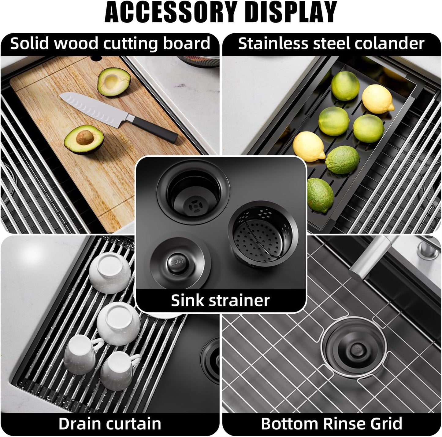 Undermount Kitchen Sink Stainless Steel 32x19 - Undermount Workstation Sink Single Bowl Commercial 16 Gauge Stainless Steel Kitchen Sinks Black