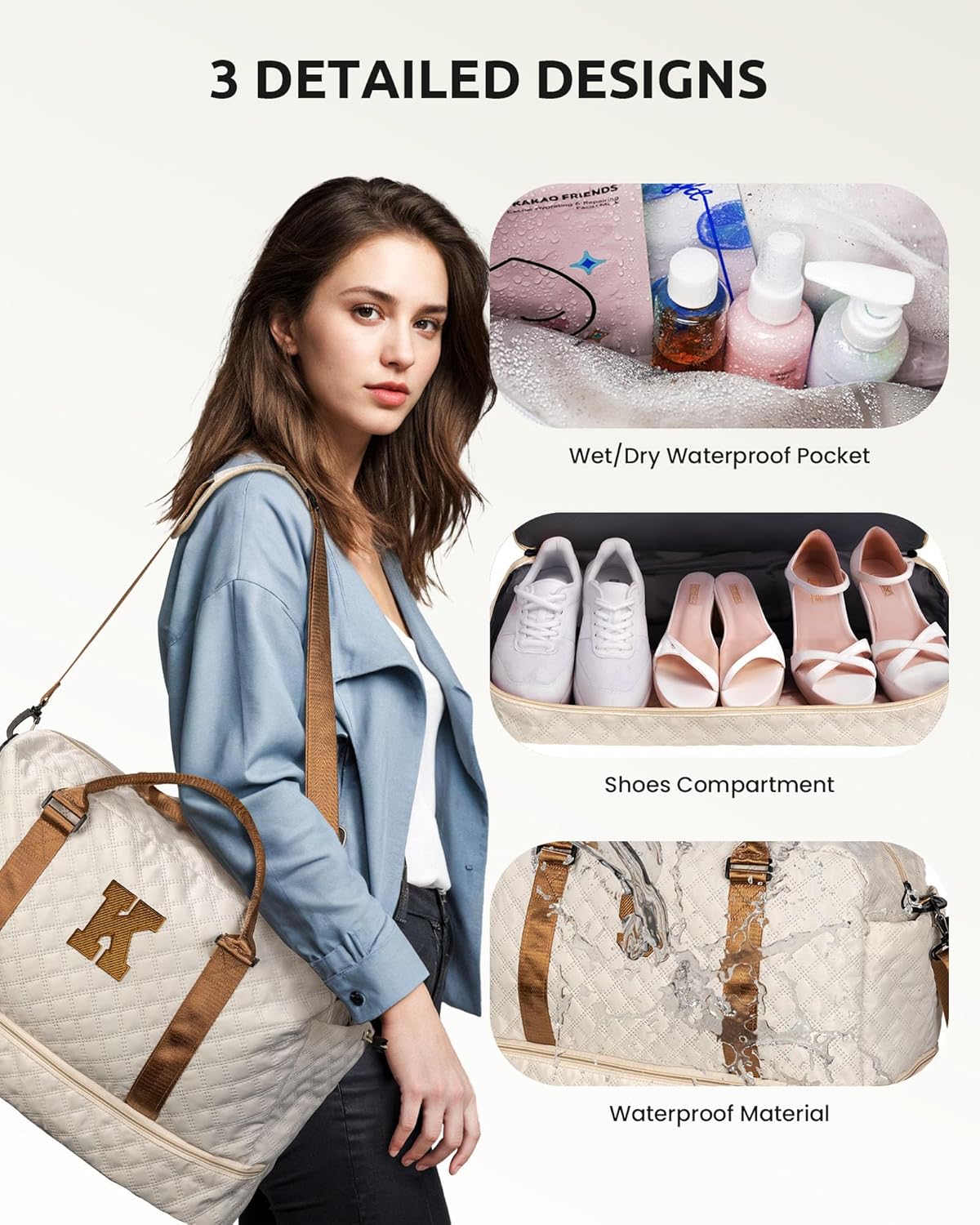 Gifts for Teen-Girls-Initial Duffle Bag with Shoe Compartment, Personalized Weekender Bag, Monogram Overnight Bag, Travel Bag with Makeup Bag,Birthday Gift Graduate Gifts for Her (Letter H)