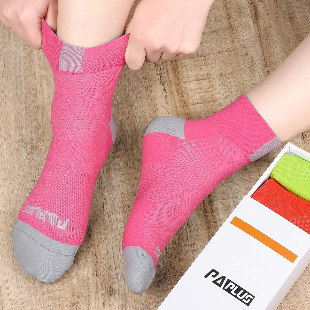 PAPLUS Ankle Compression Socks for Women 6 Pairs, Running Athletic Socks with Arch Support,Plantar Fasciitis Socks