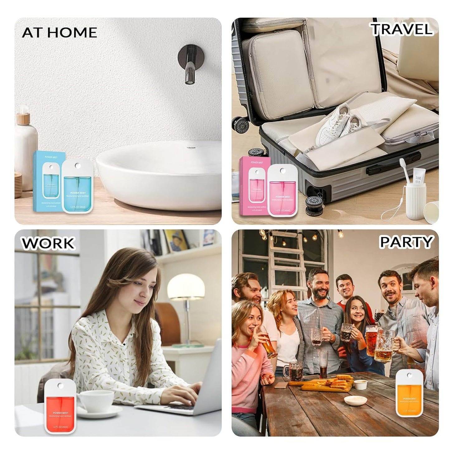 Power Mist Hydrating Hand Sanitizer Spray, Portable Travel-Size Hand Sanitizer Spray, 500-Sprays Each,Suitable for Both Adults and Children (Aloe vera)