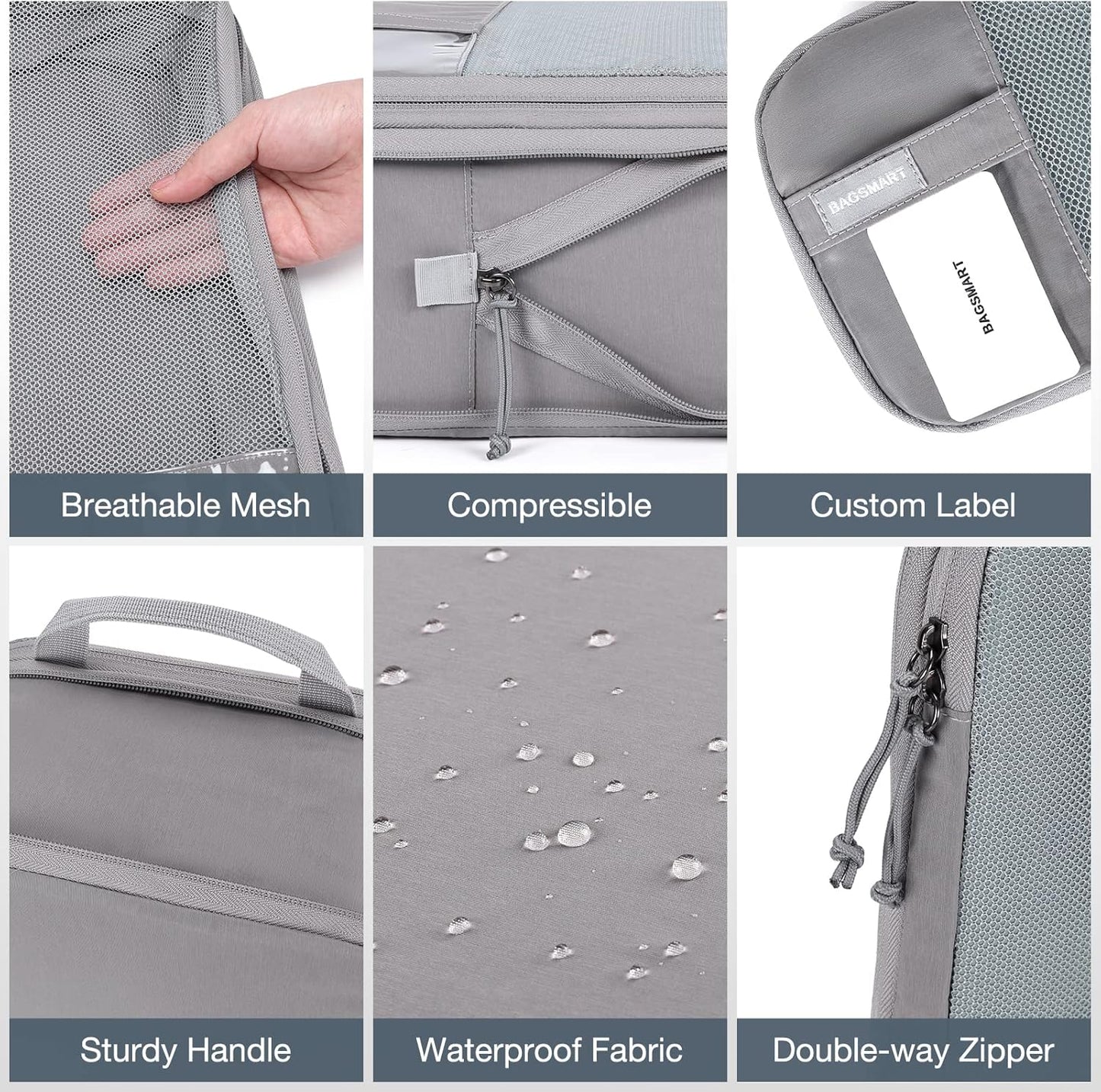 BAGSMART 6 Set /4 Set/2 Set Compression Packing Cubes for Travel, Lightweight Luggage Organizer Bags, Durable Space Saver Bags Travel Essentials