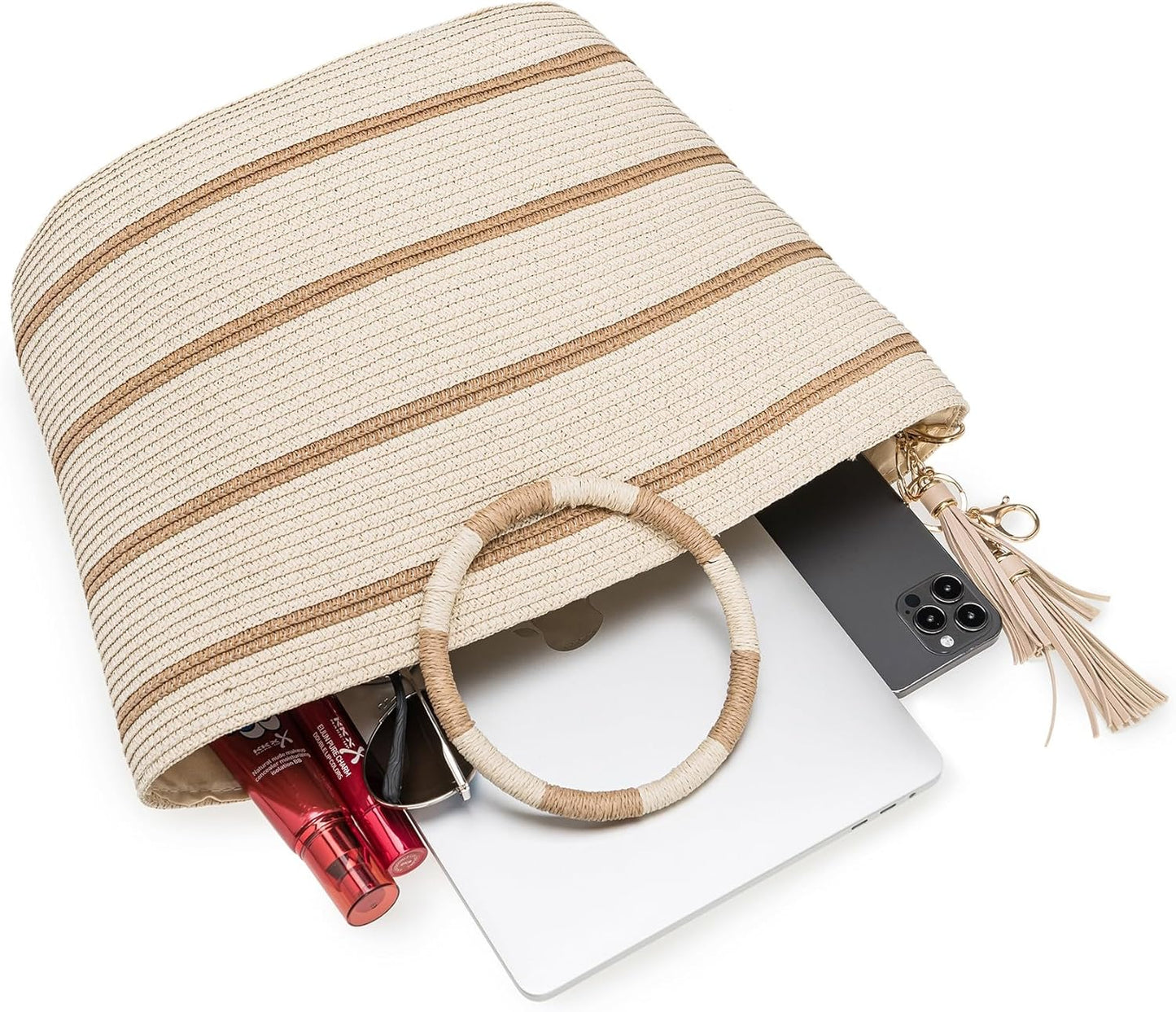 Beach Bags for Women Straw Tote Bag Summer Beach Bag Large Woven Straw Tote for Vacation Holiday