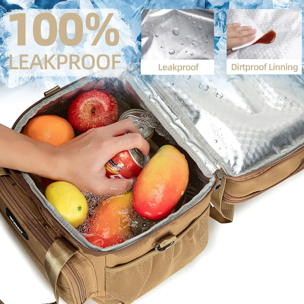 Weitars Lunch Box for Men Women Dual Compartment Lunch Box Heavy Duty Large Insulated Tactical Lunch Bag Durable Cooler Bag With Shoulder Strap for Adults Work Picnic Road Trip