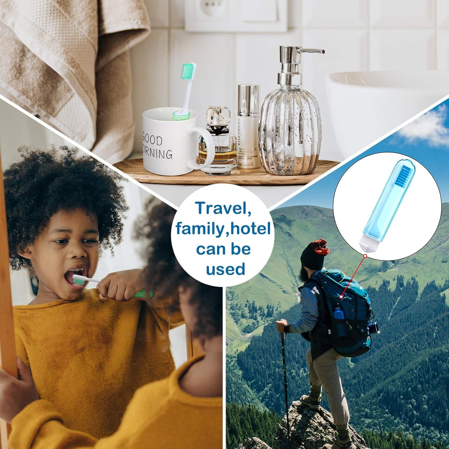 Patelai 4 Pieces Travel Toothbrush Set, Soft Bristle Mini Foldable Tooth Brush with Case, Individually Wrapped Small Portable Travel Size Toiletries Stuff for Camping (Bright Color)