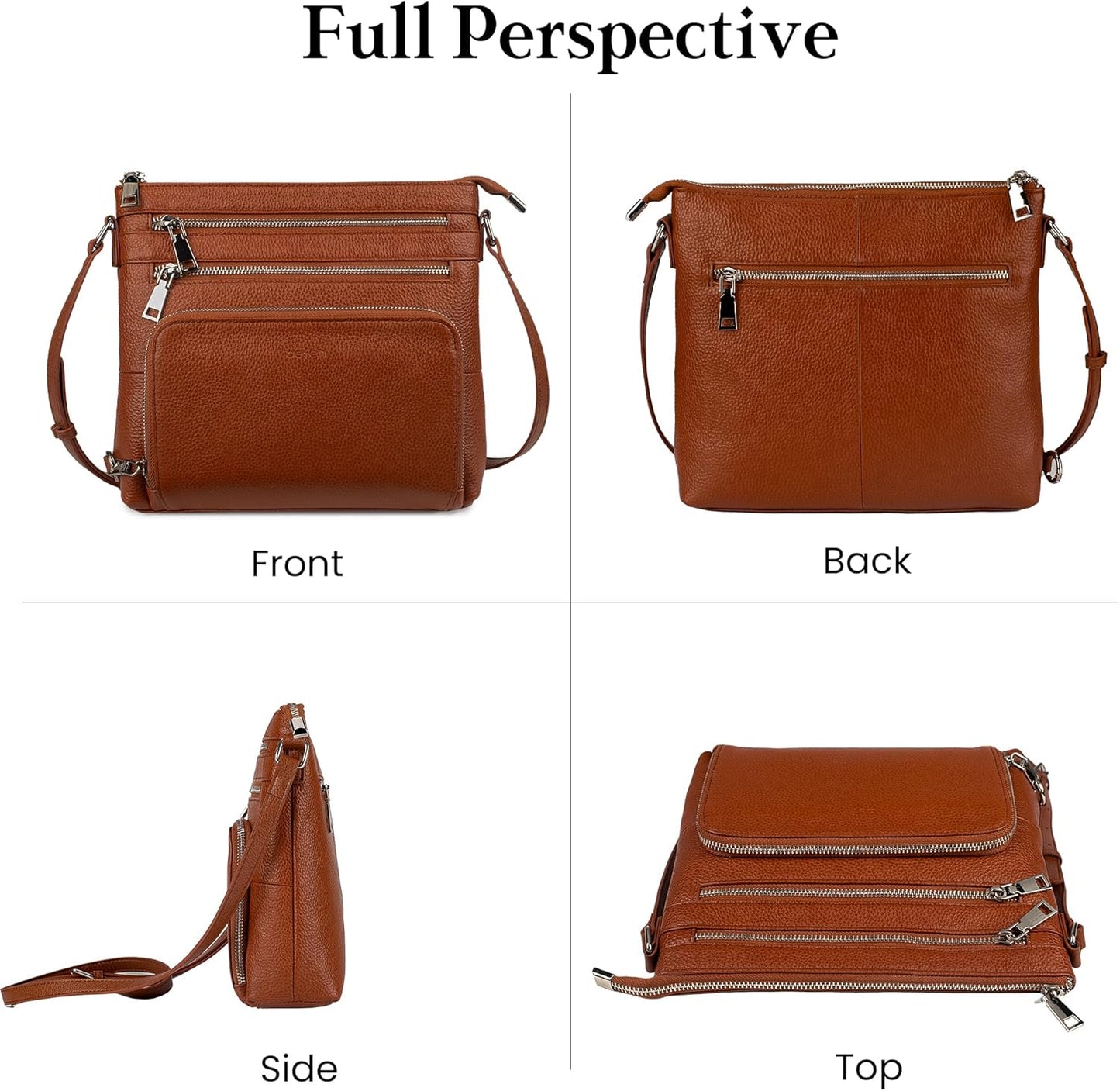 befen Genuine Leather Crossbody Bags for Women, Lightweight Medium Anti-Theft Shoulder Purse with Built in RFID Wallet