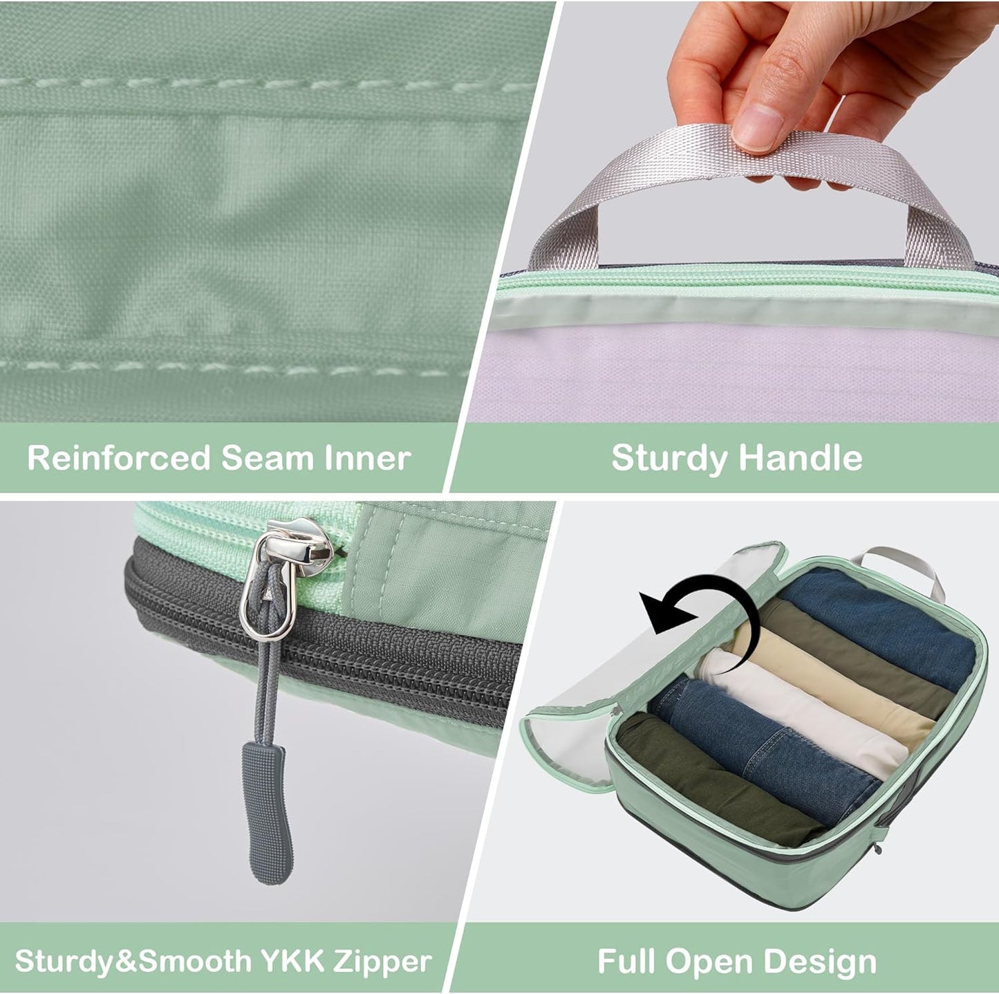 Cipway Compression Packing Cubes Mesh, Lightweight Luggage Organizer Bags with Laundry Bag,Toiletries Bag and Shoe Bag, Travel Essentials for Carry on Suitcase(8 Pcs,Sage Green)