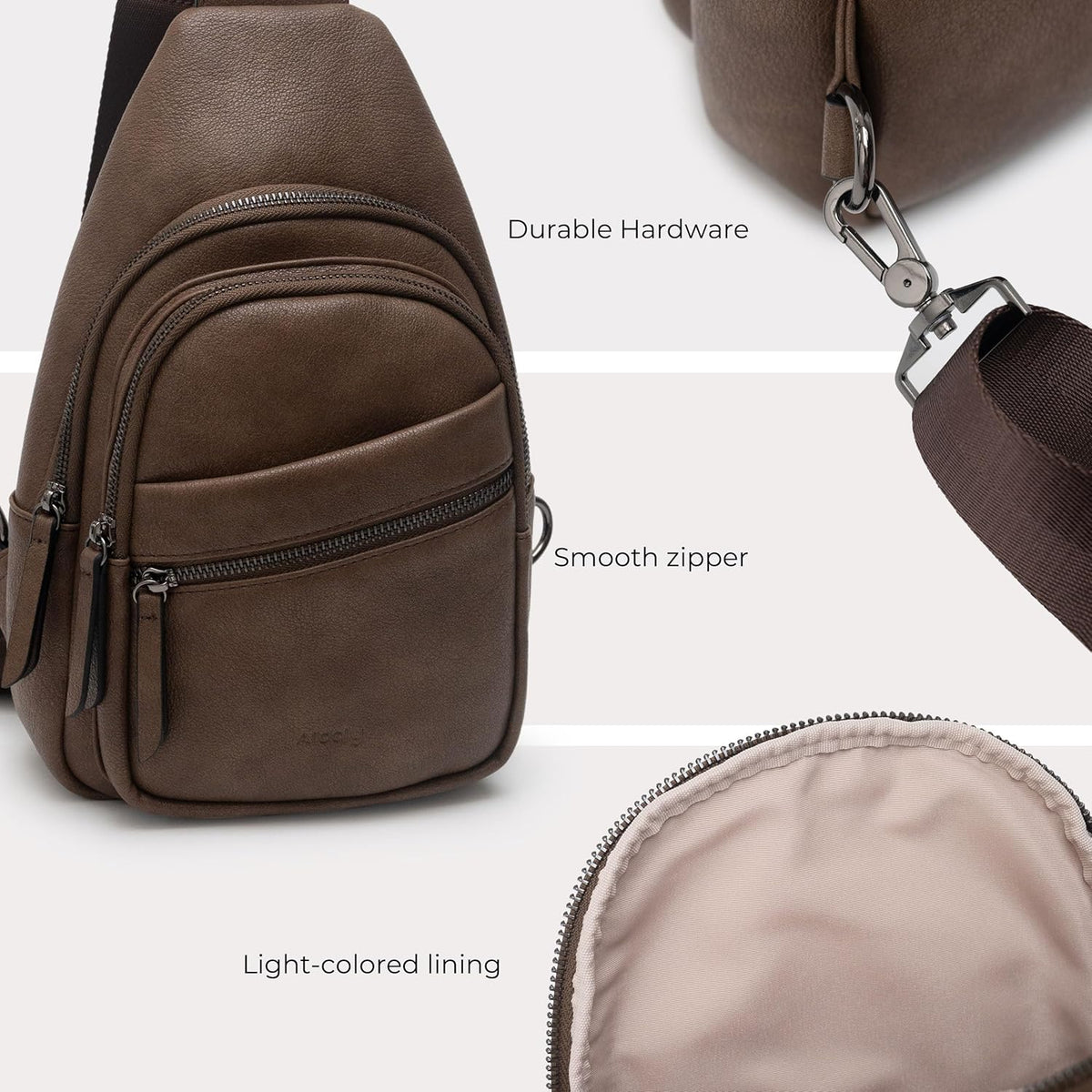 Alldaily Large Sling Bag for Women Crossbody Purse Leather Fashionable Trendy Chest Bag for Travel, Fanny Pack (Chocolate)