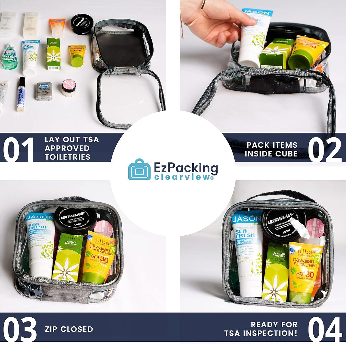 EzPacking Clear TSA Approved 3-1-1 Travel Toiletry Bag for Carry On/Quart Size Transparent Liquids Pouch for Airport Security/Reusable See Through Vinyl & PVC Plastic Organizer Men Women (Turquoise)