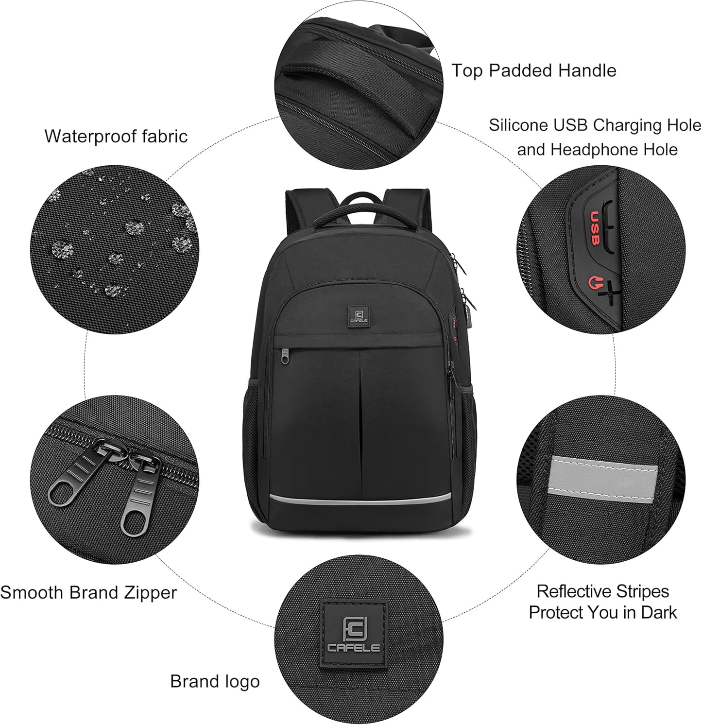 Backpack, Laptop Backpack, Carry on Backpack, Durable TSA Friendly Business Travel 17.3 Inch Laptop Backpack with USB Port, College School Bag Gift for Men Women Teens Bookbag, Black