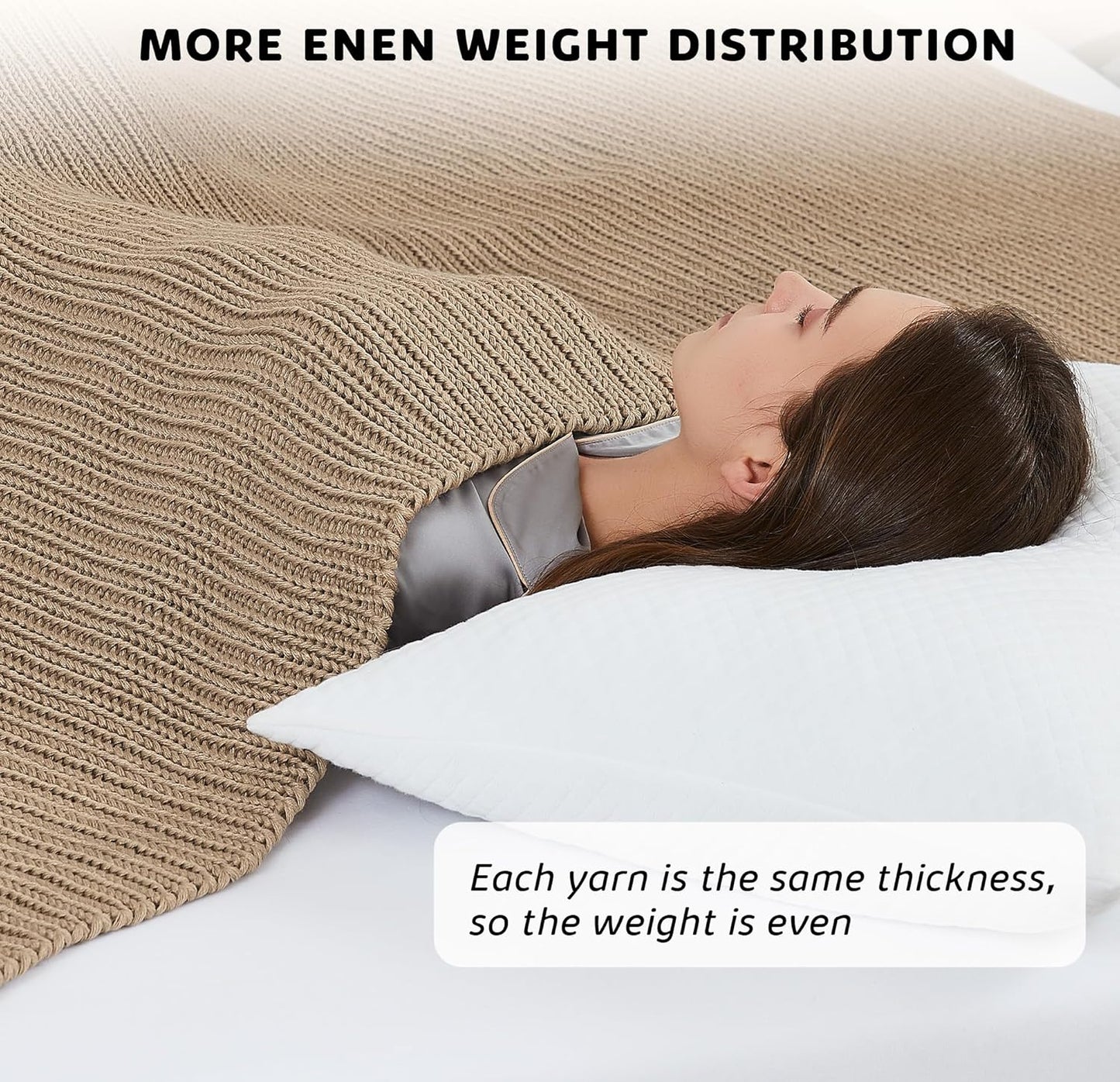 L'AGRATY Knitted Weighted Blanket - 48"x72" 12lbs Cooling Chunky Knit Heavy Blanket for Adults Braided Crochet Throw Thick Cable Yarn Knit Decorative No Beads Evenly Weighted Machine Washable