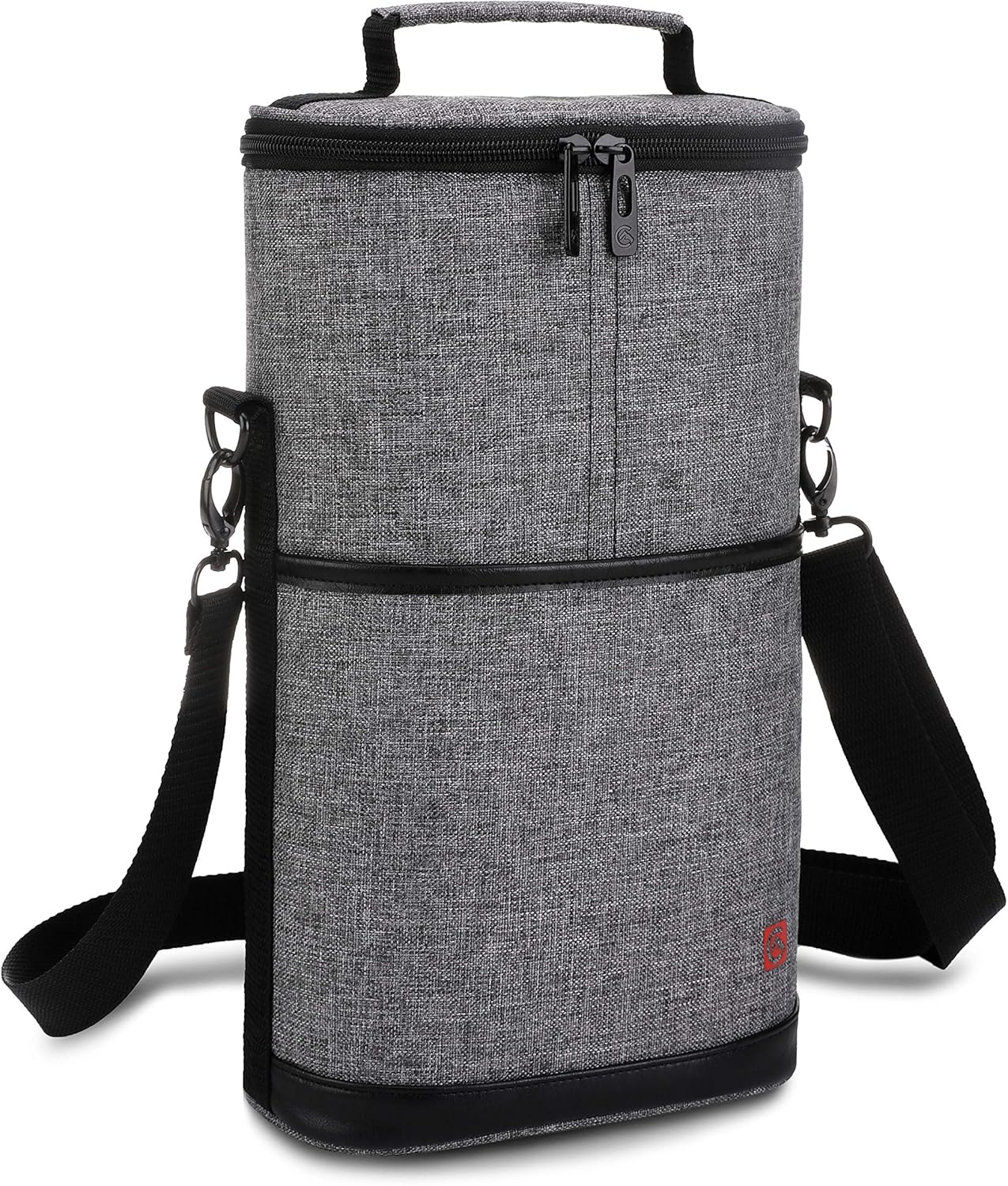 ALLCAMP 2 Bottle Wine Tote Carrier - Insulated Portable Padded Canvas Wine Bag for Travel, BYOB Restaurant, Wine Tasting, Party, Great Christmas Day Gift for Wine Lover,Gray