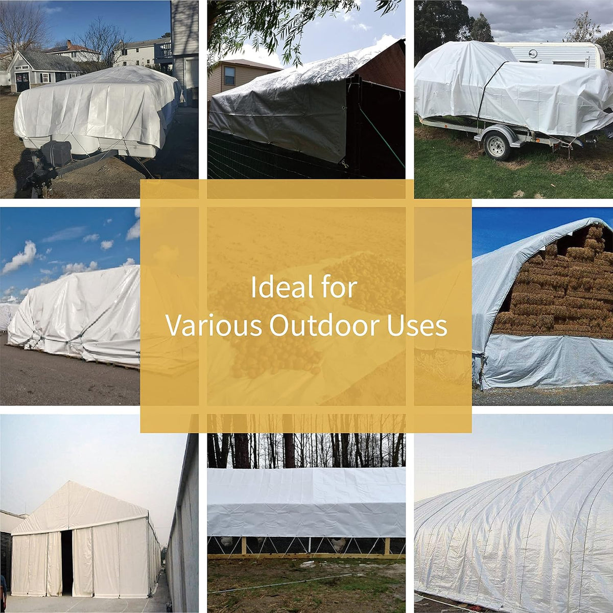 GUARD SHIELD Tarp White 12x16 Feet Multi Purpose Waterproof Poly Tarp Cover 5mil