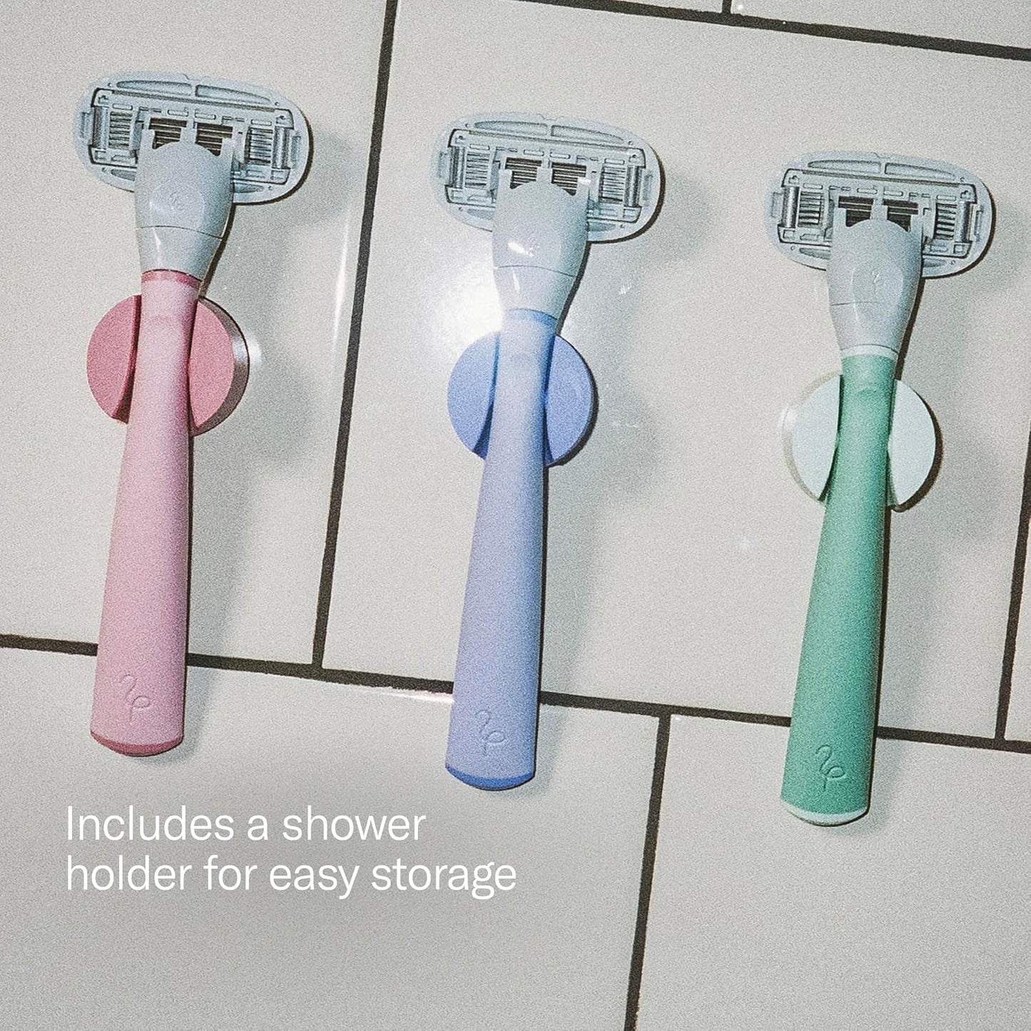 Flamingo Shaving Razor Set for Women - Original Razor Handle, 2 Blade Refills, Foaming Shaving Gel, and Shower Holder - Lilac