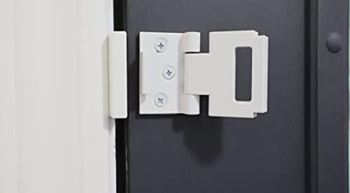 Door Lock for in-Swinging Doors, Home Security Latch Device, Childproof, Easy to Install (White)