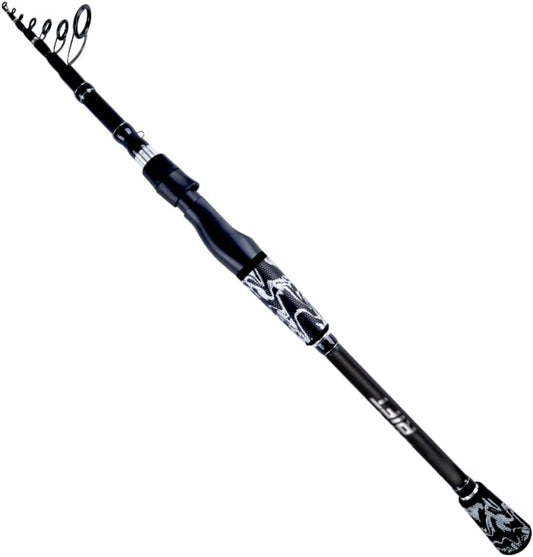 RIFT Venture Telescopic Fishing Rods, Rubber Grips, Fuji Guides, Carbon Fiber Rod, Durable Solid Carbon Tip, Floating Guides, Spinning Casting Travel Rod