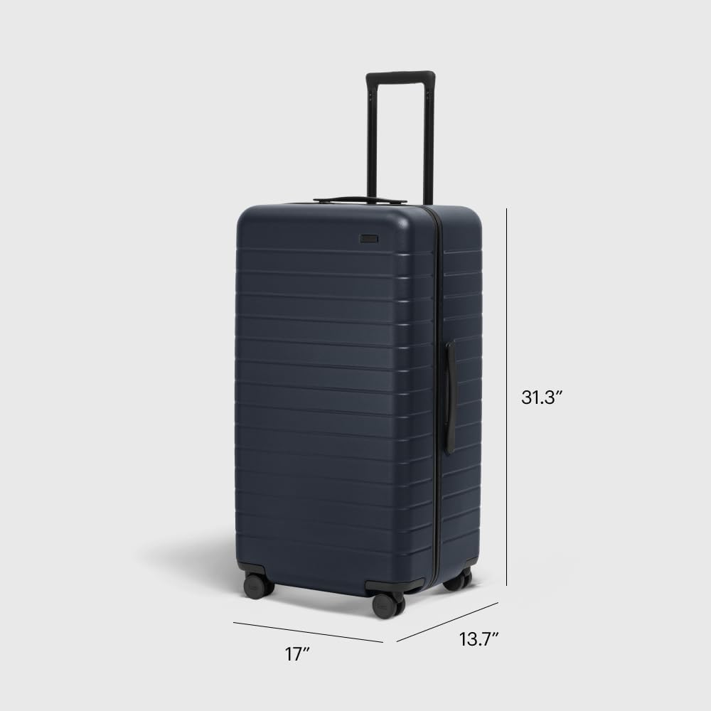 Away Large Trunk Luggage, 31 Inch Hardside Suitcase with Spinner Wheels, Lightweight & Durable, TSA Lock, Ideal for Long Trips, Jet Black