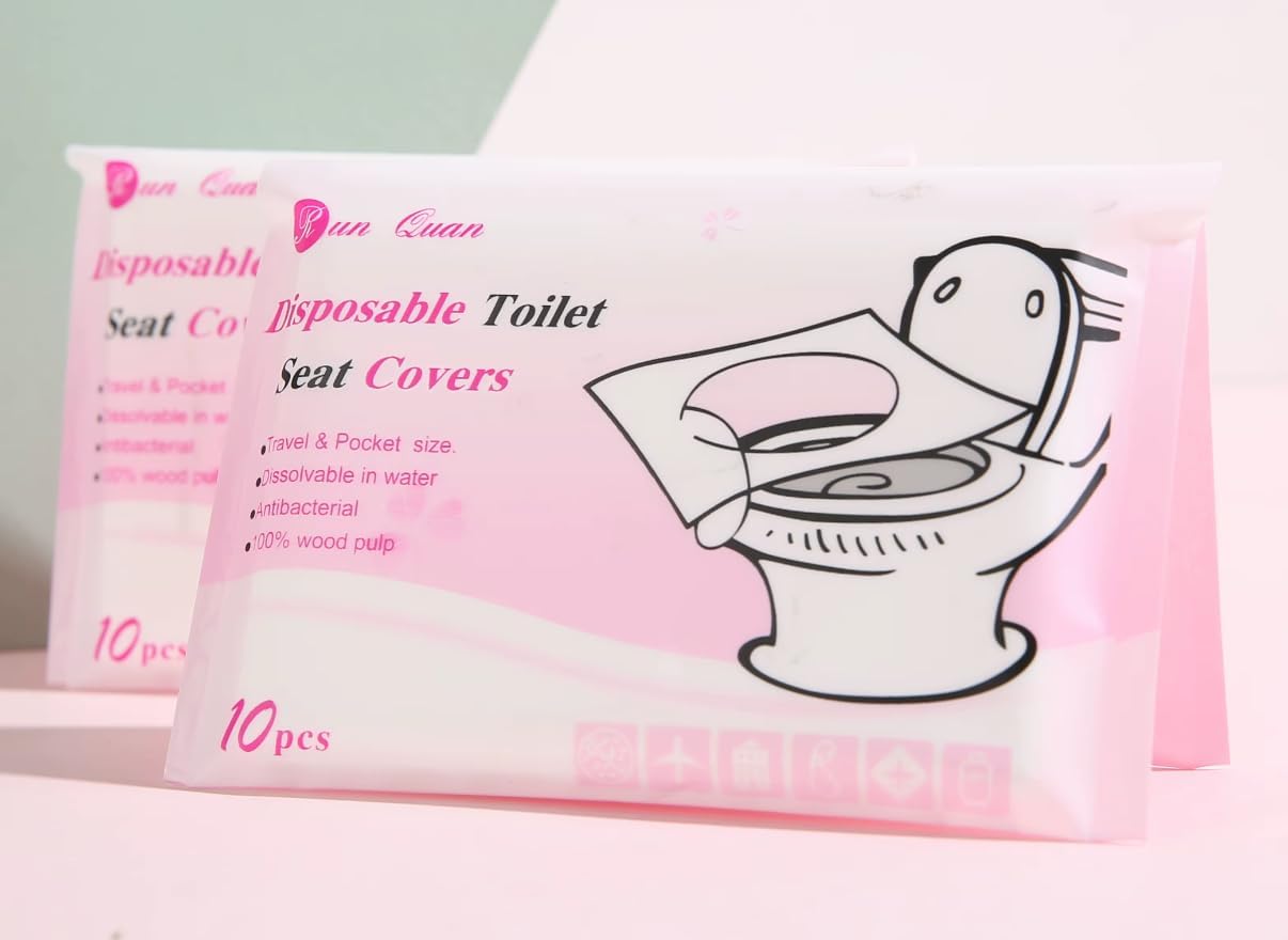 Disposable Toilet Seat Covers – Pack of 10 | Flushable & Portable Travel Toilet Seat Covers for Adults & Kids | Compact & Lightweight, Eco-Friendly Protection for Public Restrooms.