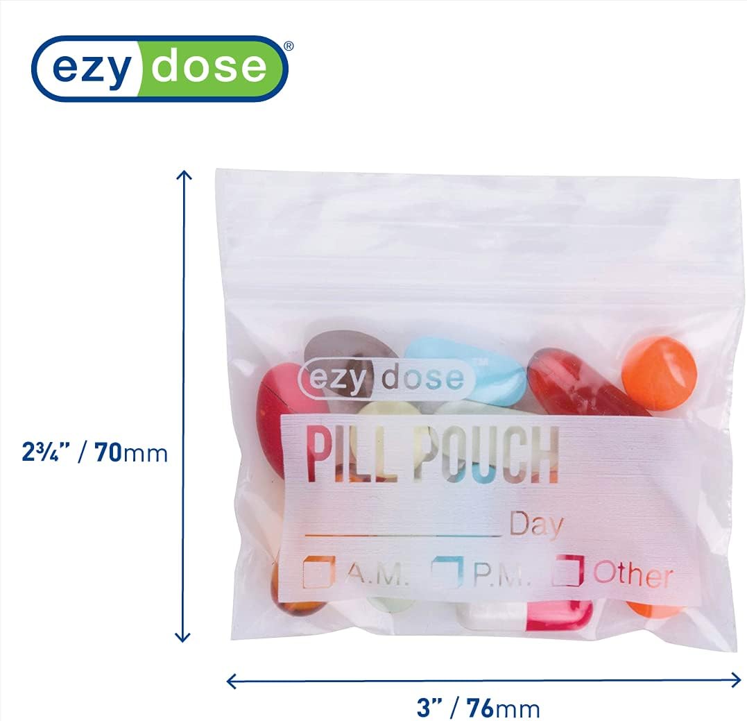 Ezy Dose Pill Packs | Pill and Vitamin Organizer Pouches | 100 Count | Disposable (Pack of 2)