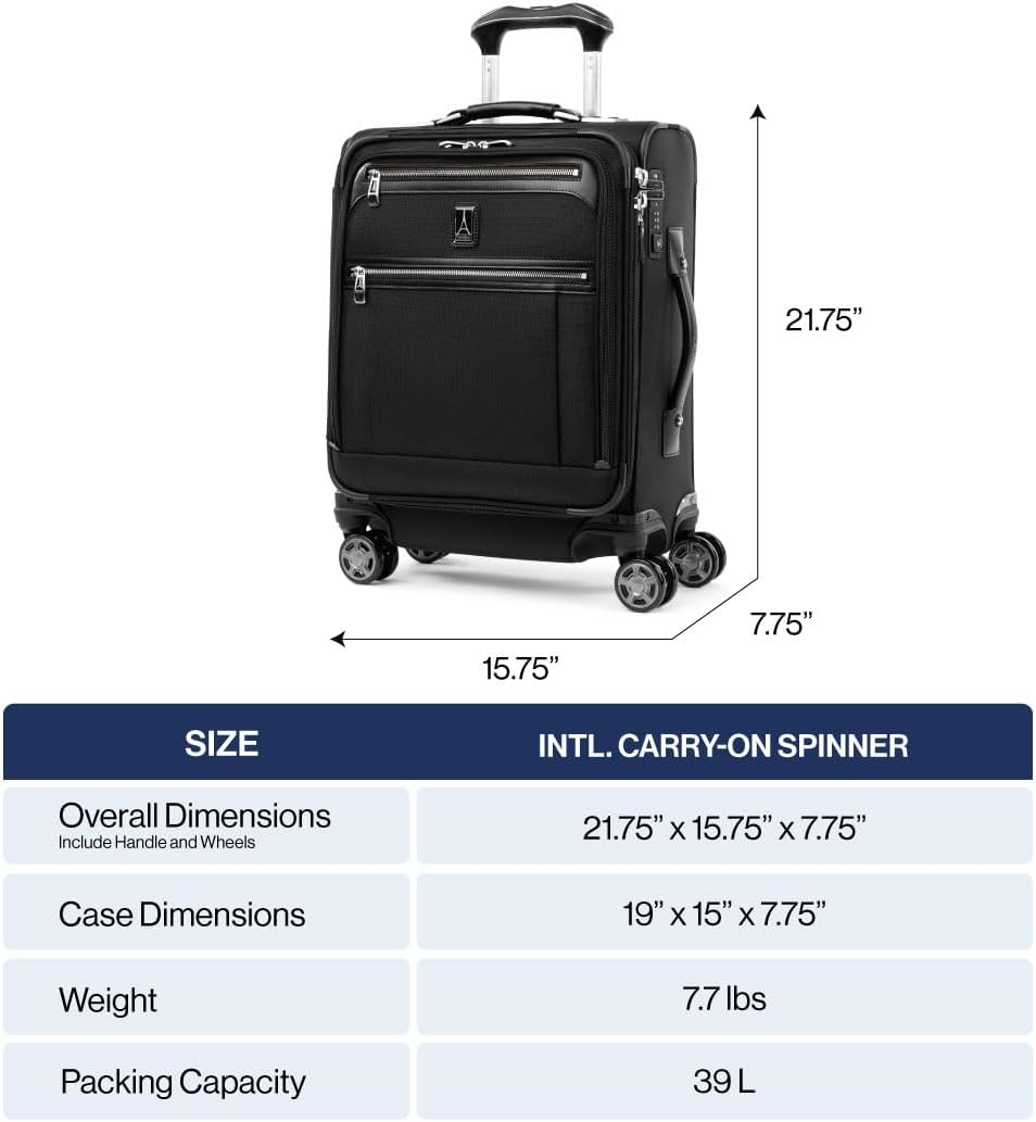 Travelpro Platinum Elite Softside Expandable Carry on Luggage, 8 Wheel Spinner Suitcase, USB Port, Men and Women, International, Bordeaux Red, Carry On 19-Inch