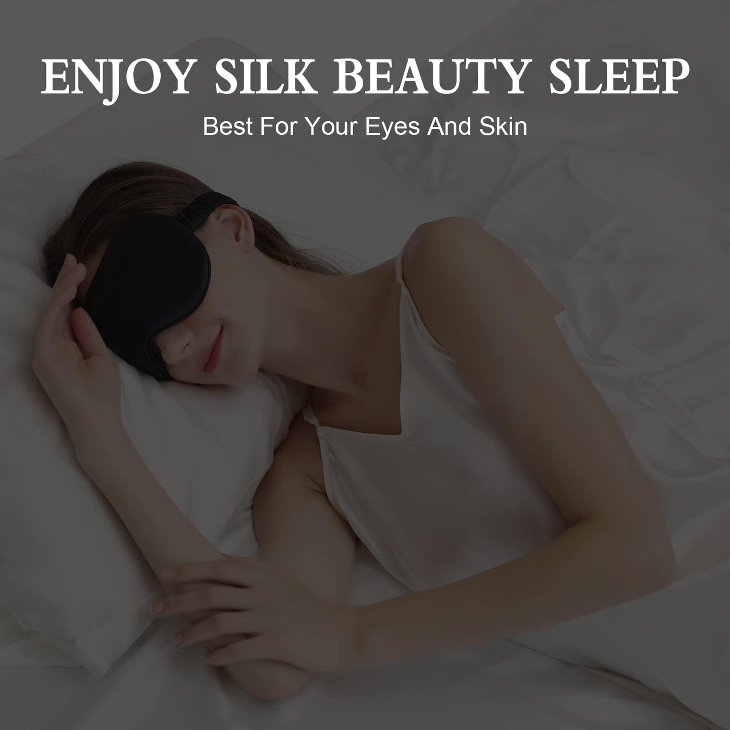 ZIMASILK Adjustable 22 Momme 100% Pure Mulberry Silk Sleep Mask, 3D Contoured Cup Eye Mask for Sleeping, Super Soft Breathable Blindfold, Perfect Blocks Light for Sleeping. (Beige)