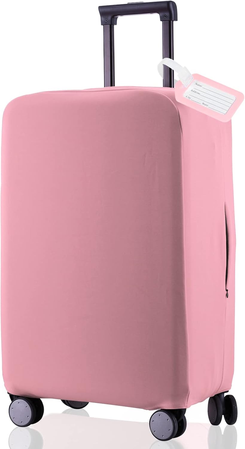 Travel Luggage Cover Suitcase Protector Scratch-Resistant Fit 19-31 Inch Suitcase, Not Included Suitcase (Pink, L(26-27 inch))