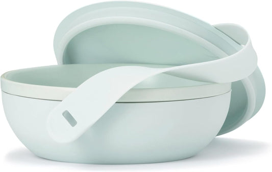 W&P Porter Ceramic Bowl Lunch Container w/ Protective Non-slip Exterior, Mint 1 Liter | Lid & Snap-tight Silicone Strap | Food Storage, Bento Box, Meal Prep | BPA-Free Ceramic