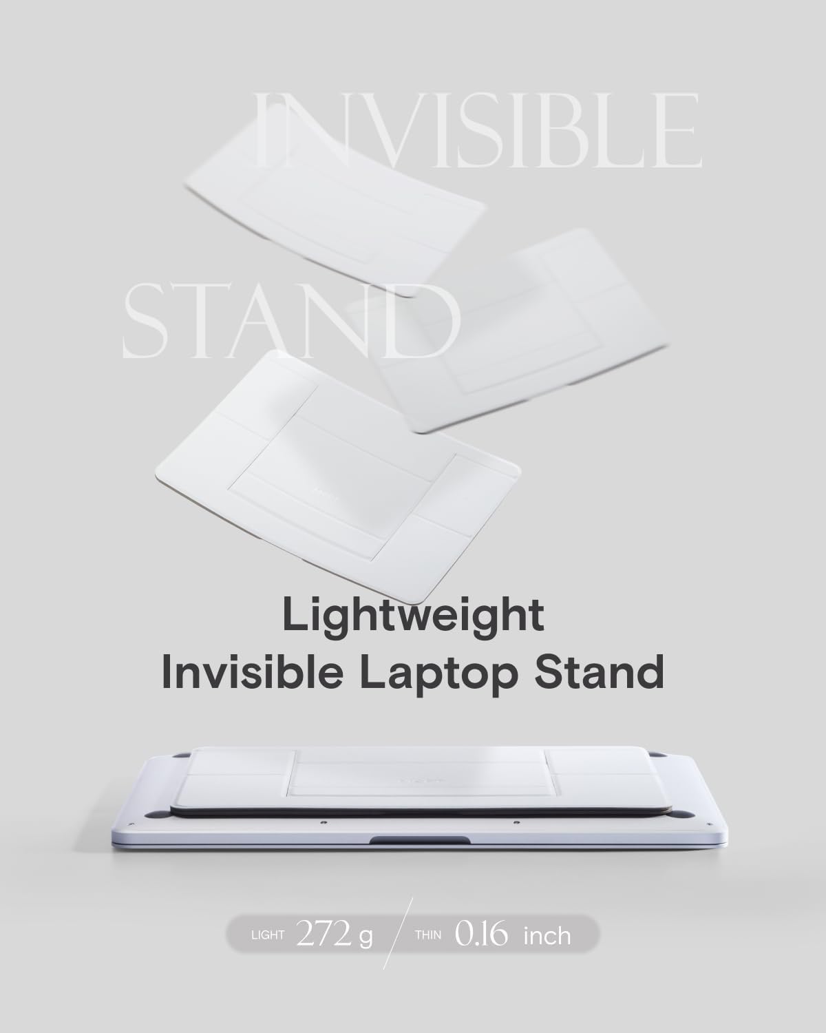 MOFT Invisible Laptop Stand for Desk, Stick-Free Tablet and Computer Stand with Dual-Angle, Foldable&Portable Laptop Riser Holder, Fits 13"+ Tablets & 15"+ Laptops, Jet Black (Non-Adhesive Version)