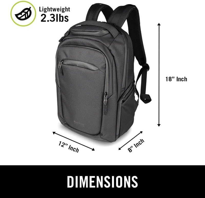 Kenneth Cole REACTION Abrasion-Resistant Parker Laptop Backpack, Black