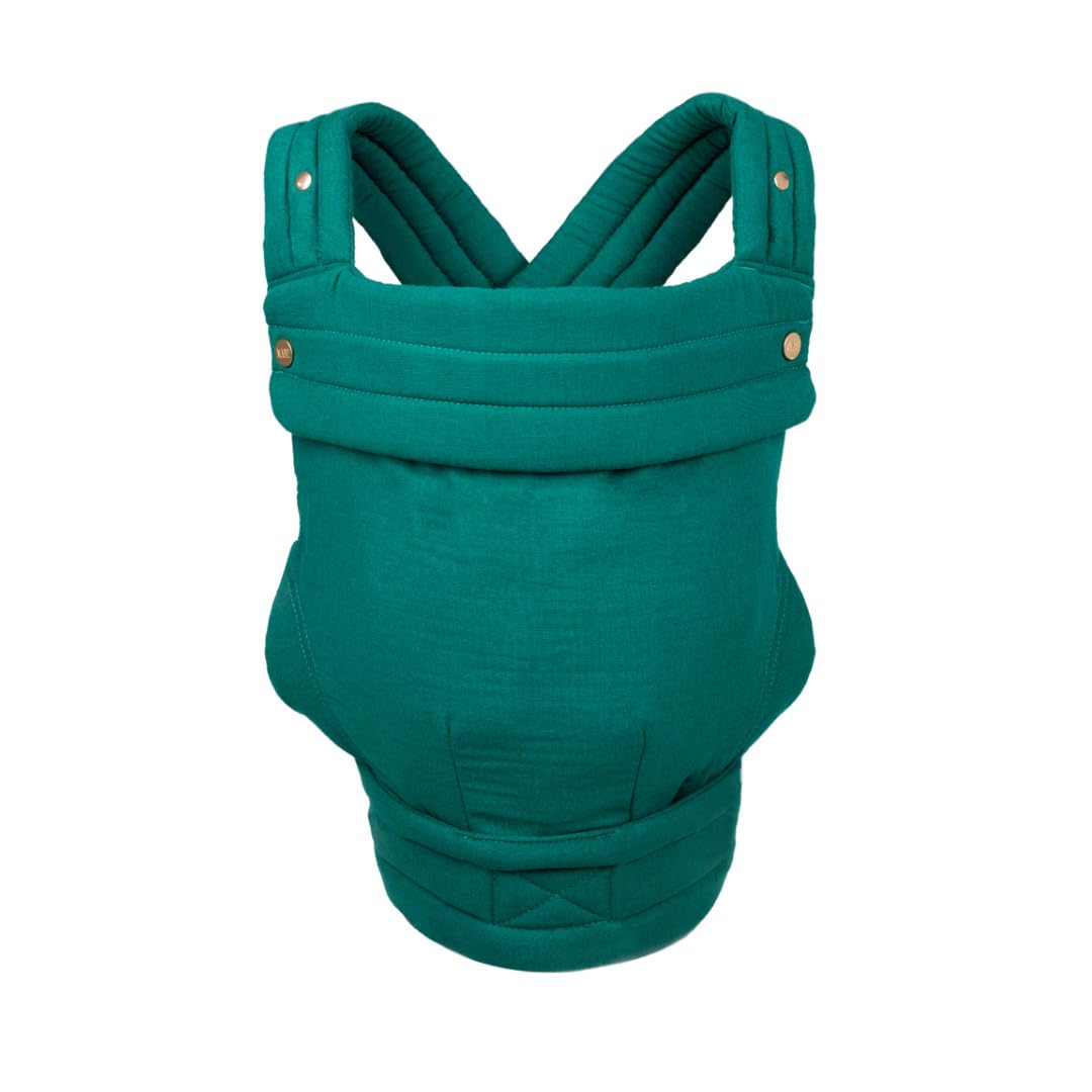 Mabē Monarch Ergonomic Baby Carrier – Premium Cotton Soft Structured Newborn to Toddler Carrier with Hip-Healthy Design, 3 Carry Positions (7-35lbs), Lightweight & Breathable, (Evergreen)