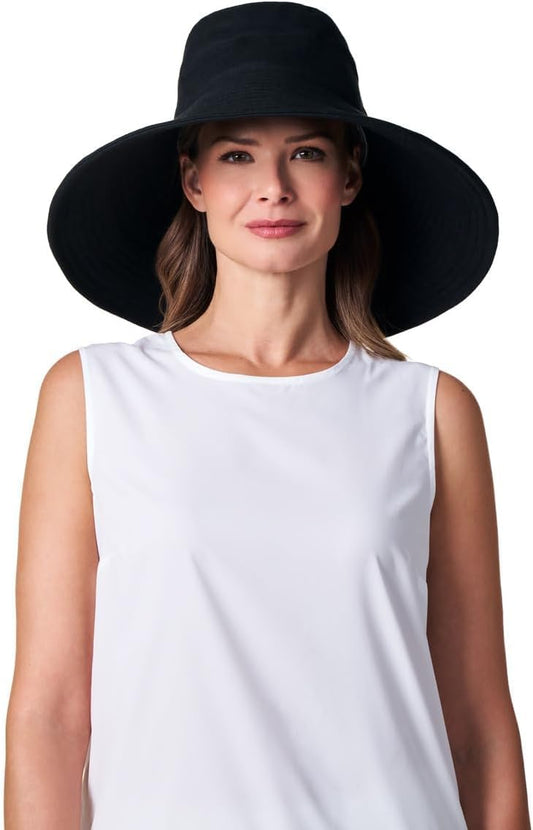 Coolibar UPF 50+ Women's Brittany Beach Hat - Sun Protective Black