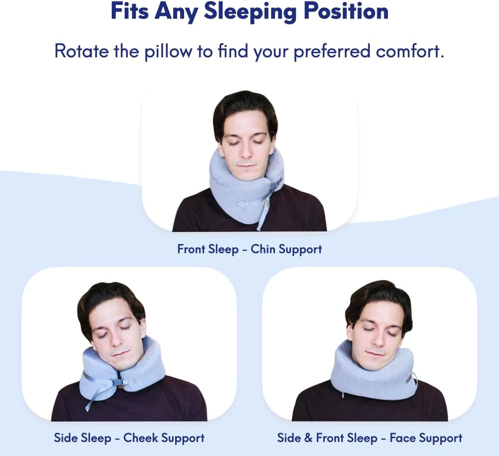 C CUSHION LAB Travel Pillow, Award-Winning Patented Ergonomic Design for Chin & Neck Support Memory Foam Neck Pillow, Compact Airplane Pillow for Traveling, Flight, Car (Bold Red, Large)
