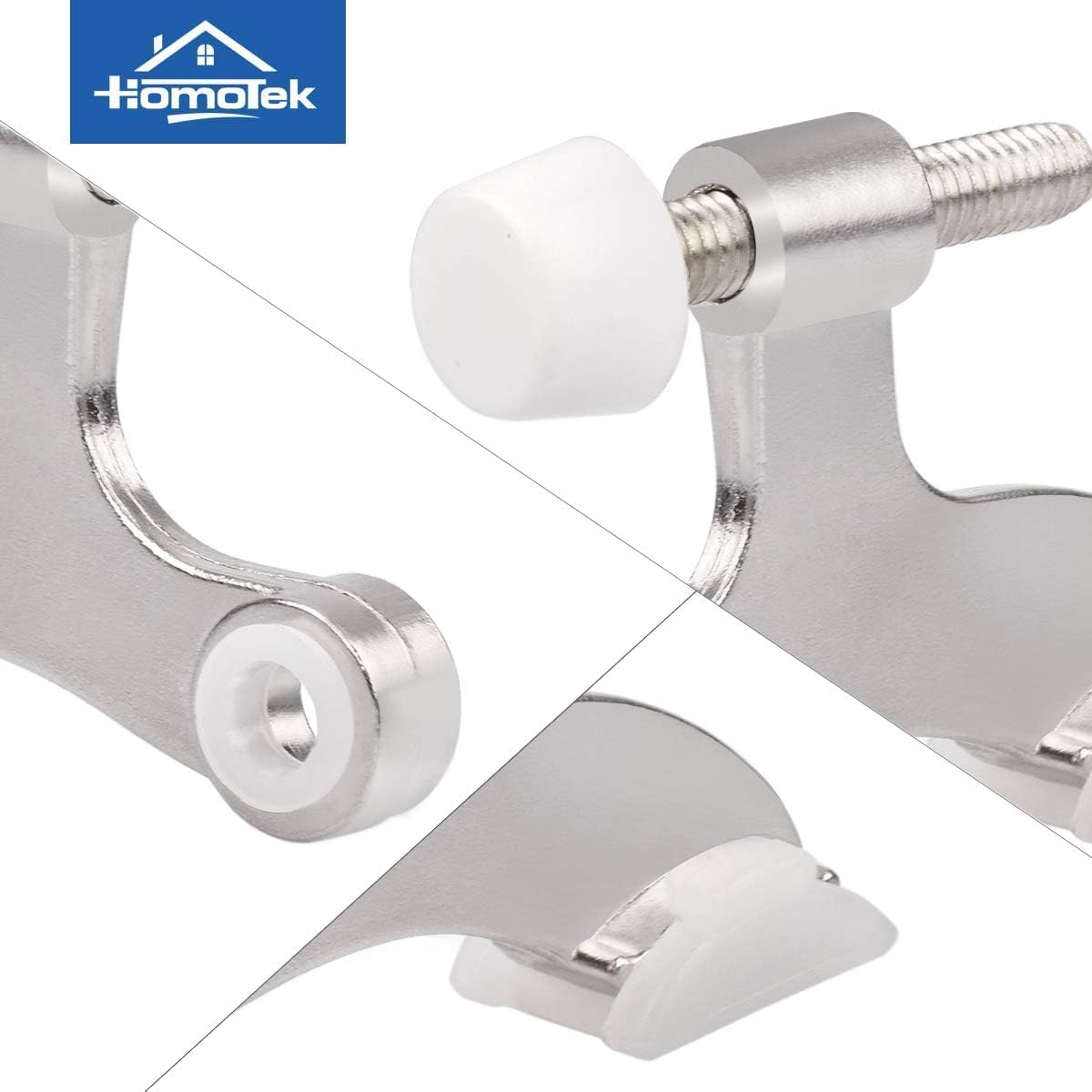 HOMOTEK 36 Pack Hinge Pin Satin Nickel Door Stopper,Adjustable Deluxe Heavy Duty Door Stopper 2-1/2"x1-3/4,with White Rubber Bumper Tips…