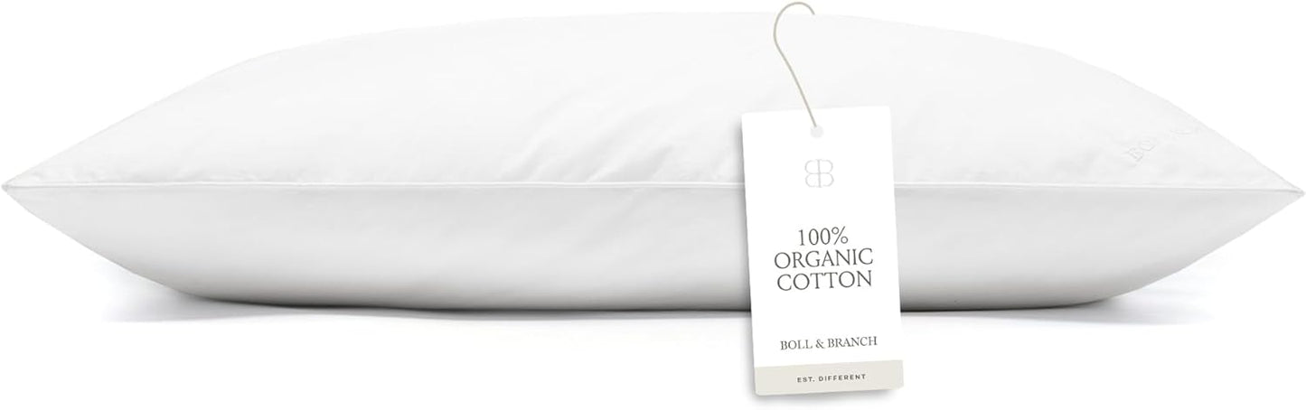 BOLL & BRANCH Down Alternative Pillow - Soft, Standard - Cooling Shell - Hypoallergenic Primaloft Luxury Down Alternative Fill - Superior Support