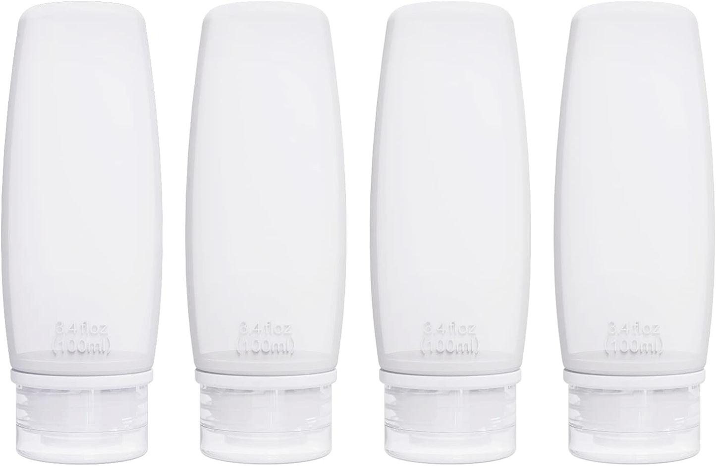 Silicone Travel Bottles for Toiletries TSA Approved Travel Size Containers Set 4 Pack Portable Leak Proof Refillable Cosmetic Squeeze Bottles Shampoo Hair Conditioner Body Lotion Bath Shower Gel