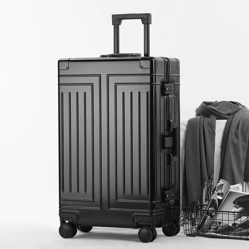 All Aluminum Magnesium Carry On Luggage，Cut from Whole Aluminum Sheet，22x14x9 Airline Approved ，（3rd Generation，Premium Magnesium Metal zipperless suitcase ） (black, 26inch)