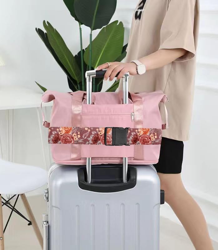 Luggage Straps for Suitcases Travel Belt Accessories, Cute Suitcase Strap, Adjustable Luggage Belt Strap, Heavy Duty with Quick-Release Buckle Luggage Strap Luxury Red Flowers